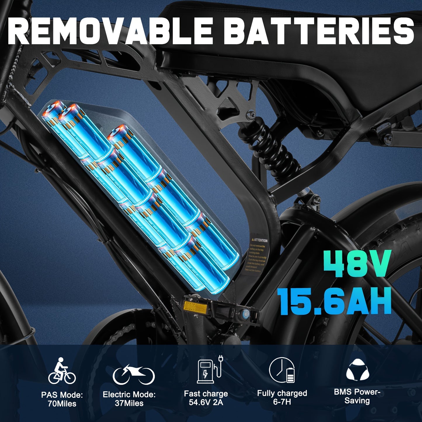 Besintu V20pro Electric Bike for Adults - 19MPH, 30-40 Miles Range, Hydraulic Brakes, 749W Motor, Detachable 48V 15.6AH Battery, Rear Seat, Commuter Mountain Bike with Front Fork Suspension, 7 Gears, 20"x4" Tires - Black