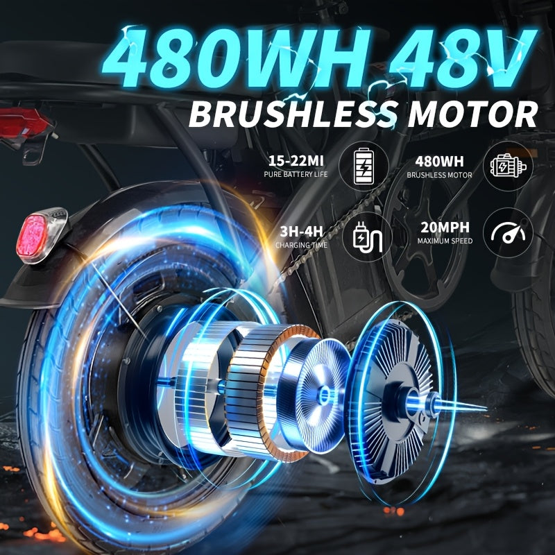 Folding Electric Bike - Powerful Motor, Fast Speed, 14-inch Tires, Commuter-friendly, Light Weight, Long-lasting Battery