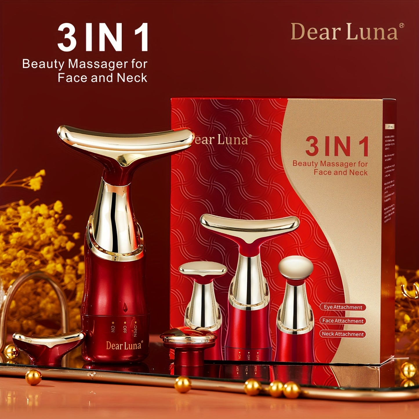3 Attachments, 3-in-1 Face Massager, Neck Massager, Body Massager, Beauty Device For Women, Portable Electric Facial And Body Massager