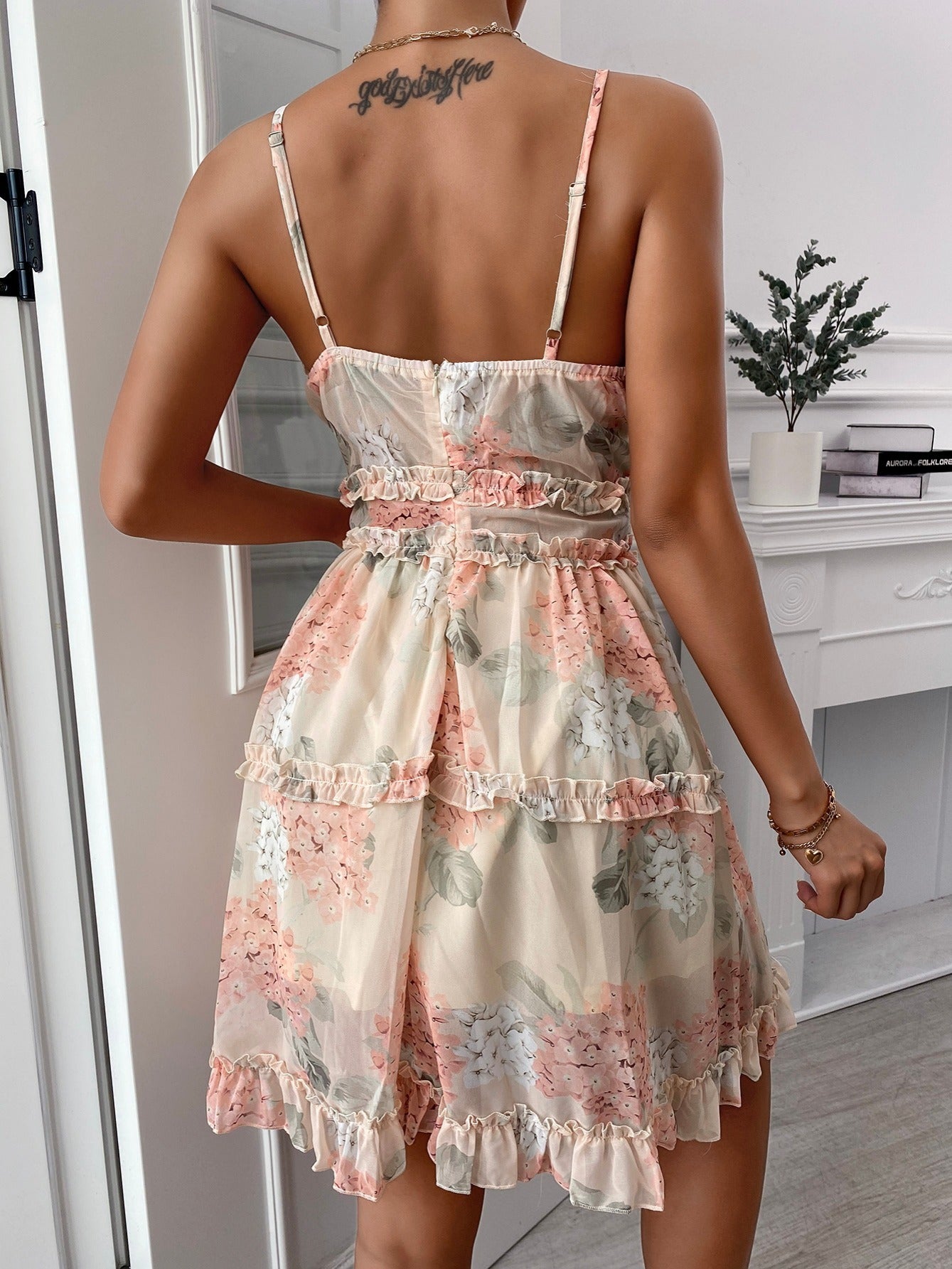 Valentine's Day Women's Dresses Sexy Summer Women's High Waist Fashion Ditsy Floral Print Slim Temperament Mid-Length Dresses