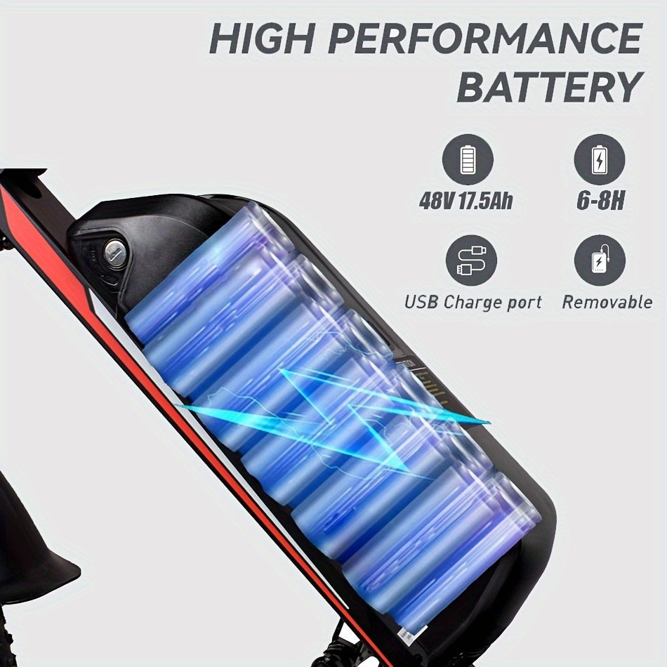 Electric Bike for Adults, 20 Inch Fat Tire Ebike with 740W Motor 48V17.5Ah Battery Up to 19MPH/ 40Miles, 7 Speed Dirt Electric Motorcycle Bicycle