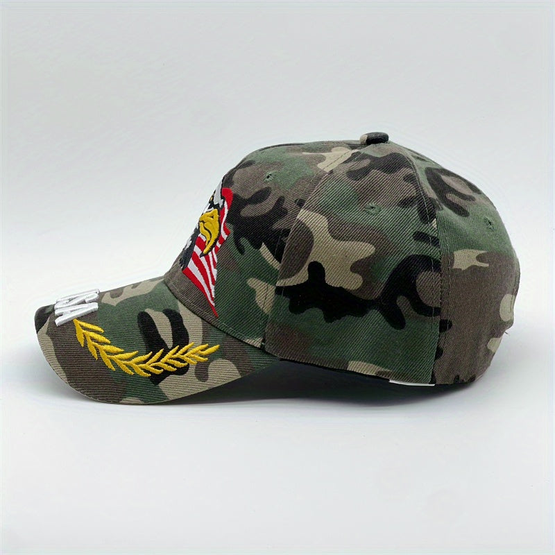 Unisex Eagle Embroidered Baseball Cap - Tactical Camouflage Sunshade Dad Hat with Adjustable Strap - Perfect for Outdoor Enthusiasts and Patriotic Fans