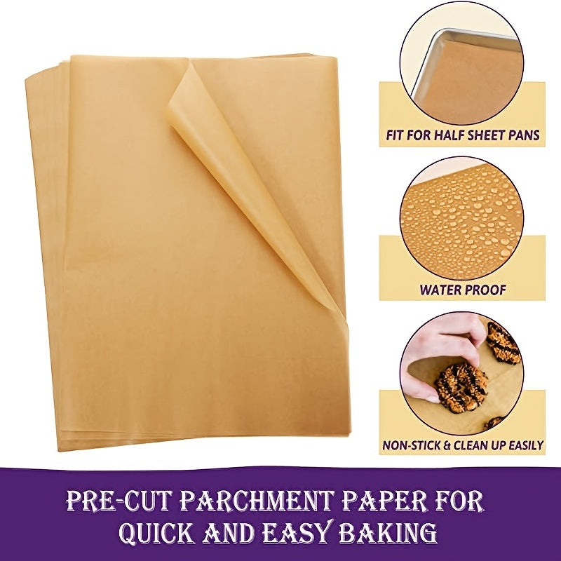MOREDOR 50/100/200pcs Parchment Paper Baking Sheets, 12 x 16 Inch, Non-Stick, Unbleached Wood Material, for Baking, Cooking, Grilling, Air Fryer, Steaming - Kitchen Accessories Without Battery