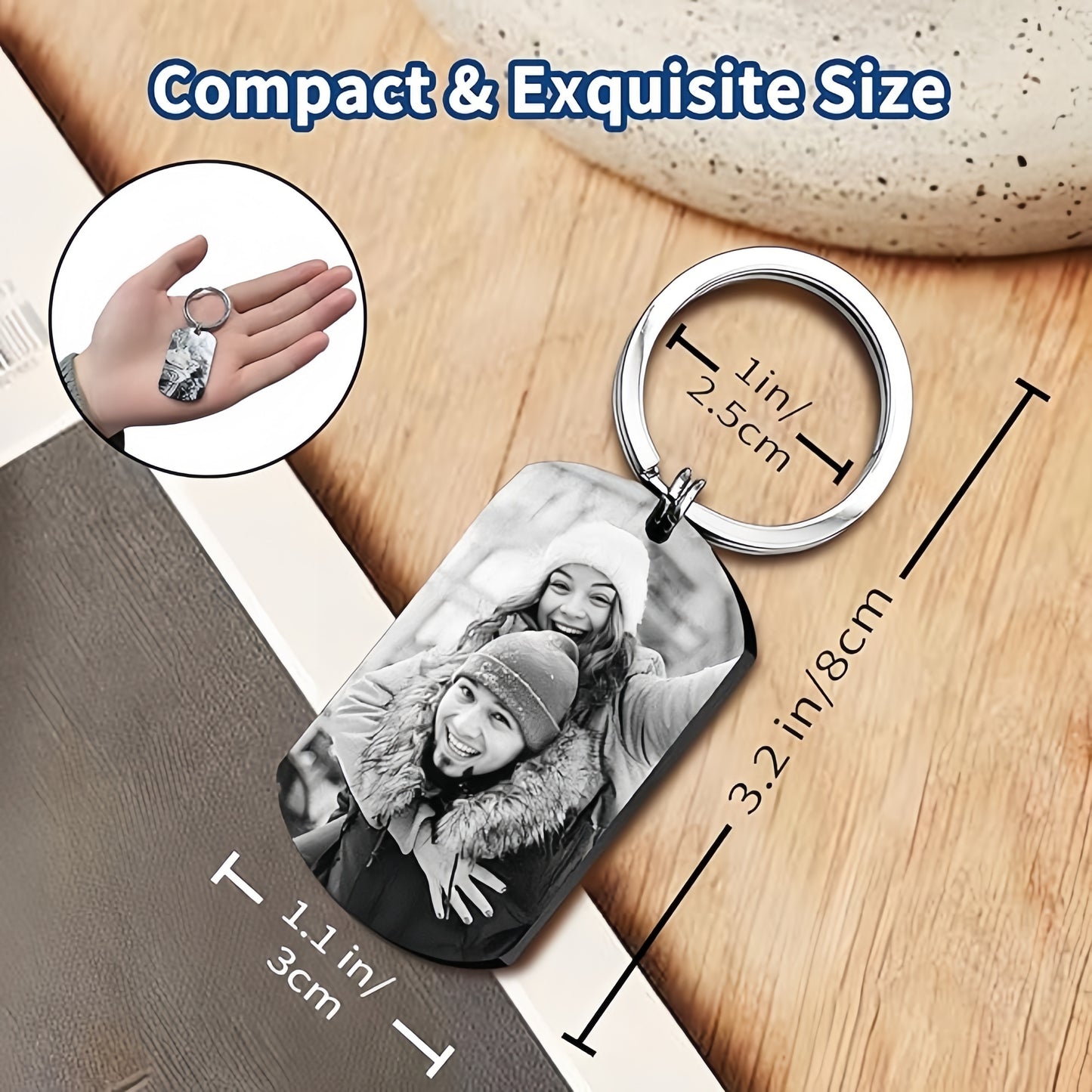 1pc Personalized Men's Keychain with Laser Engraved Photo - Perfect Gift for Father, Boyfriend, Girlfriend, or Lover