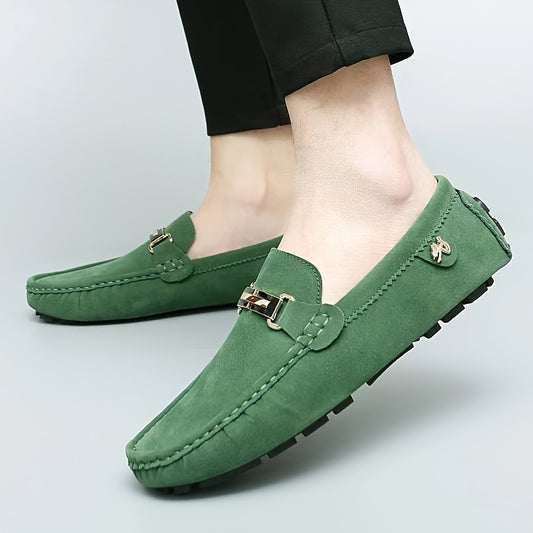 [Metallic Moccasin Loafer Shoes] Men's Moccasin Loafer Shoes With Metallic Decor, Comfy Non-slip Slip On Shoes, Men's Shoes, Spring And Summer