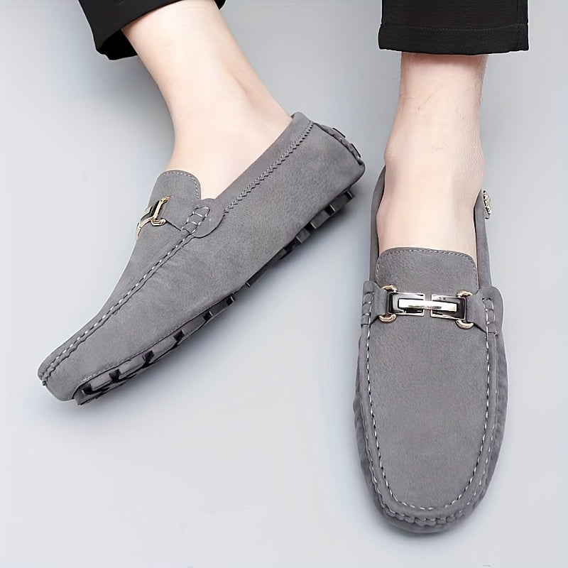[Metallic Moccasin Loafer Shoes] Men's Moccasin Loafer Shoes With Metallic Decor, Comfy Non-slip Slip On Shoes, Men's Shoes, Spring And Summer