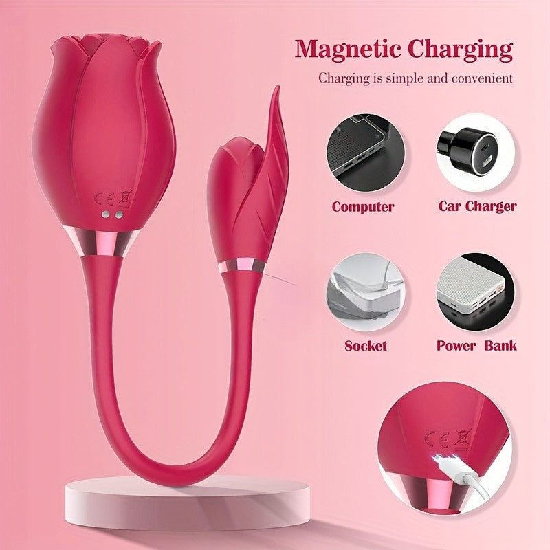 3-In-1 Rose Toy Vibrator, Dildo, Female Tongue Licking Stimulator, G-Spot, Dildo, Nipple Licking Device for Ladies, Valentine'S Day Gift, Gift for Girlfriends