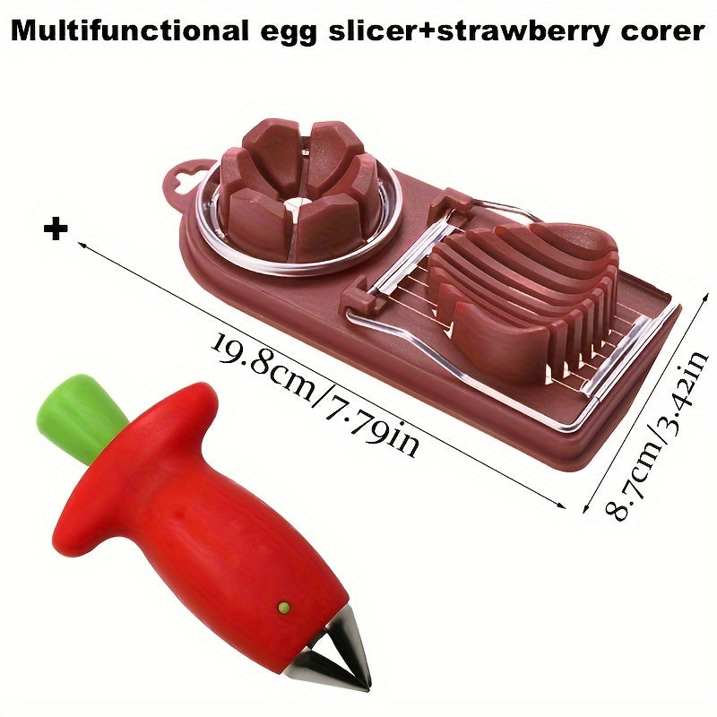 1pc Stainless Steel Strawberry Huller and Tomato Corer - Ergonomic Easy Grip, Durable ABS Handle, Kitchen Gadget for Efficient Fruit Stem Removal, Tomato Coring Device | Functional Kitchen Tool | Durable Kitchenware
