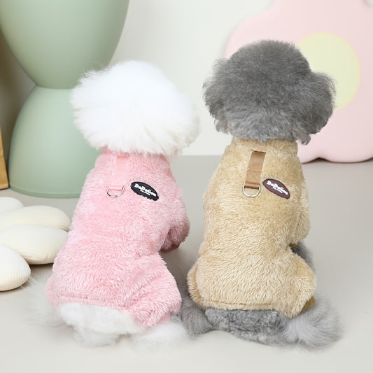 Small Winter Fleece Sweater for Pet, Warm Dog & Cat Clothes with Leash Ring (If Your Pet Is Between Two Sizes, Please Buy The Larger Size)