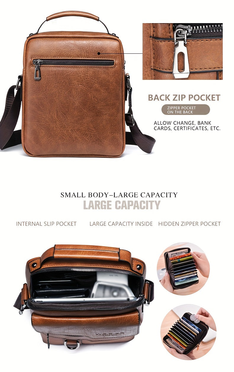 WEIXIER Crossbody Bag, Men's Shoulder Bag Vintage Hand Business Men's Casual Bag Satchel Bag For Men Gift For Father/Anniversary