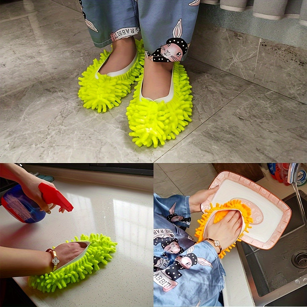 5 Pairs Of Mop Slippers Shoes Cover, Soft Washable Reusable Microfiber Foot Socks, Dust Mop Slippers For Cleaning Bathroom, Kitchen, Bedroom