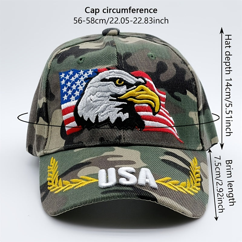 Unisex Eagle Embroidered Baseball Cap - Tactical Camouflage Sunshade Dad Hat with Adjustable Strap - Perfect for Outdoor Enthusiasts and Patriotic Fans