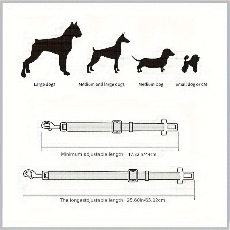 Retractable Pet Car Leash with Safety Buckle - Securely Restrain Dogs and Cats During Car Rides