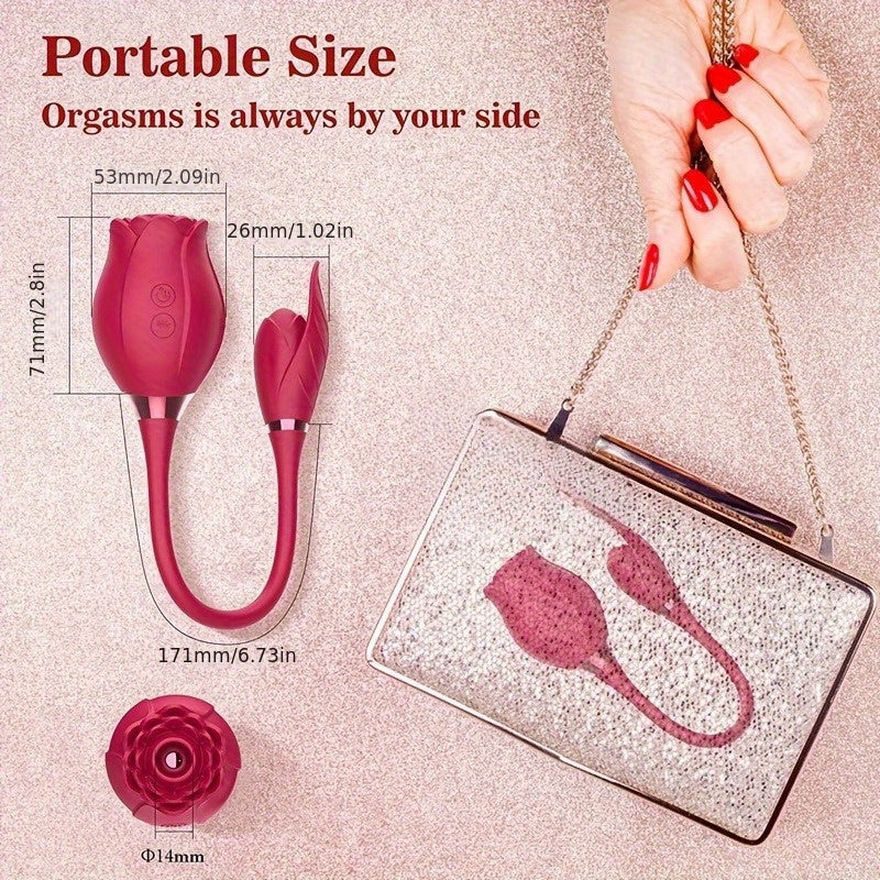3-In-1 Rose Toy Vibrator, Dildo, Female Tongue Licking Stimulator, G-Spot, Dildo, Nipple Licking Device for Ladies, Valentine'S Day Gift, Gift for Girlfriends
