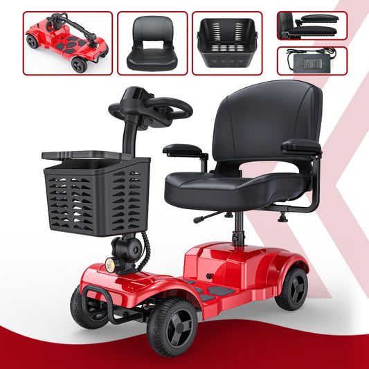 ENGWE Folding 4-Wheel Electric Mobility Scooter, 250W 24V Motor, Electric Scooter With 15 Miles Long Range For Adults, Detachable Basket & Front Light, 265lbs Max Load, Great Birthday & New Year Gift, Various Road Conditions,