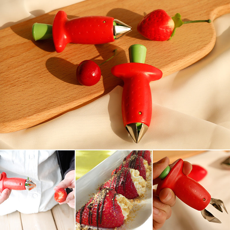 1pc Stainless Steel Strawberry Huller and Tomato Corer - Ergonomic Easy Grip, Durable ABS Handle, Kitchen Gadget for Efficient Fruit Stem Removal, Tomato Coring Device | Functional Kitchen Tool | Durable Kitchenware