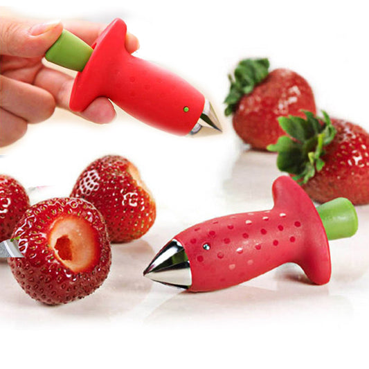 1pc Stainless Steel Strawberry Huller and Tomato Corer - Ergonomic Easy Grip, Durable ABS Handle, Kitchen Gadget for Efficient Fruit Stem Removal, Tomato Coring Device | Functional Kitchen Tool | Durable Kitchenware