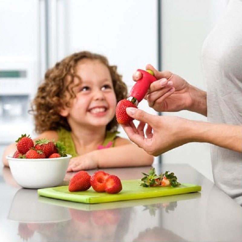 1pc Stainless Steel Strawberry Huller and Tomato Corer - Ergonomic Easy Grip, Durable ABS Handle, Kitchen Gadget for Efficient Fruit Stem Removal, Tomato Coring Device | Functional Kitchen Tool | Durable Kitchenware