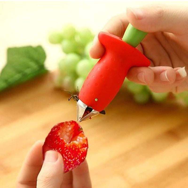 1pc Stainless Steel Strawberry Huller and Tomato Corer - Ergonomic Easy Grip, Durable ABS Handle, Kitchen Gadget for Efficient Fruit Stem Removal, Tomato Coring Device | Functional Kitchen Tool | Durable Kitchenware