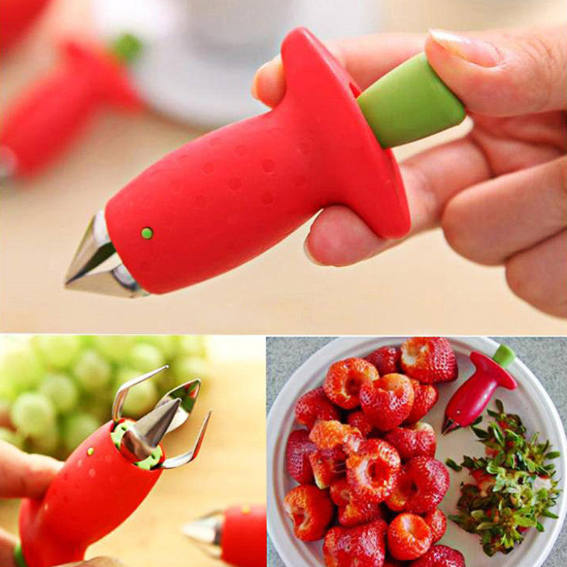 1pc Stainless Steel Strawberry Huller and Tomato Corer - Ergonomic Easy Grip, Durable ABS Handle, Kitchen Gadget for Efficient Fruit Stem Removal, Tomato Coring Device | Functional Kitchen Tool | Durable Kitchenware