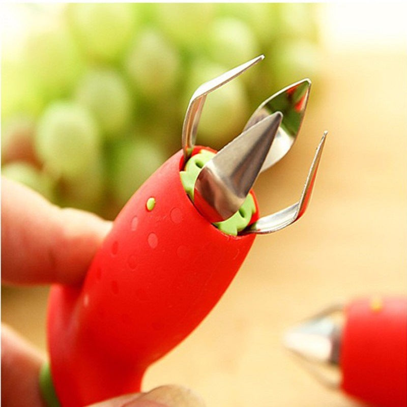 1pc Stainless Steel Strawberry Huller and Tomato Corer - Ergonomic Easy Grip, Durable ABS Handle, Kitchen Gadget for Efficient Fruit Stem Removal, Tomato Coring Device | Functional Kitchen Tool | Durable Kitchenware