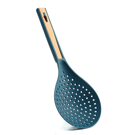 1pc Premium 2-in-1 Cooking Spoon Strainer - Long Handle Colander with Clip for Easy Widen Draining, Noodles Blanched Water Scoop, Space-Saving Kitchen Utensils for Cooking and Serving