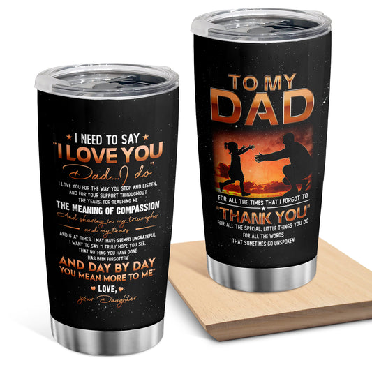 1pc Gifts For Dad From Daughter To My Dad Insulated Tumbler, Dad Tumbler 20oz For Men Dad Father New Dad Bonus Dad For Father's Day Birthday Christmas