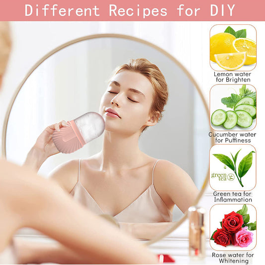 Ice Face Roller, Ice Roller For Face & Eye Puffiness Relief, Facial Massager Contour And Enhance Skin Care & Glow, Ice Facial Roller Mold Cube, Reusable & Leakproof
