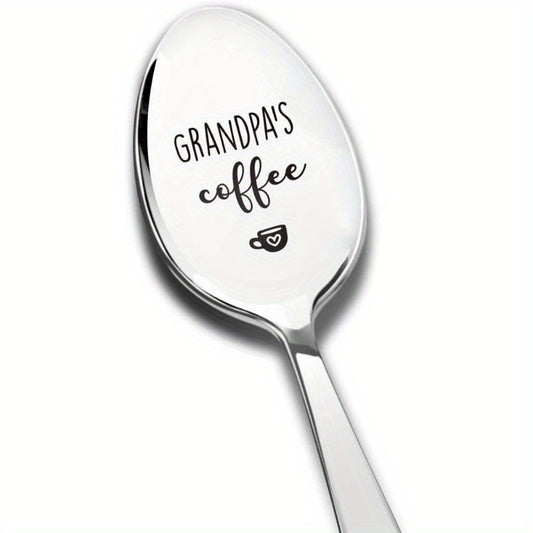 Grandpa's Coffee Stainless Steel Carved Spoon For Parties- Brand New - A Gift To Grandpa; Father's Day Gift From Son To Father