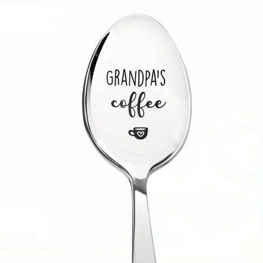 Grandpa's Coffee Stainless Steel Carved Spoon For Parties- Brand New - A Gift To Grandpa; Father's Day Gift From Son To Father
