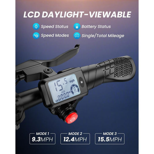 450W Electric Scooter with Seat for Adult, 12 inch Commuter Electric Scooter with Basket - up to 21 Miles 15.5MPH