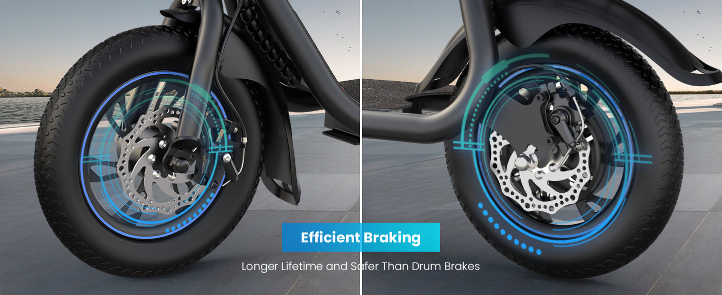 450W Electric Scooter with Seat for Adult, 12 inch Commuter Electric Scooter with Basket - up to 21 Miles 15.5MPH