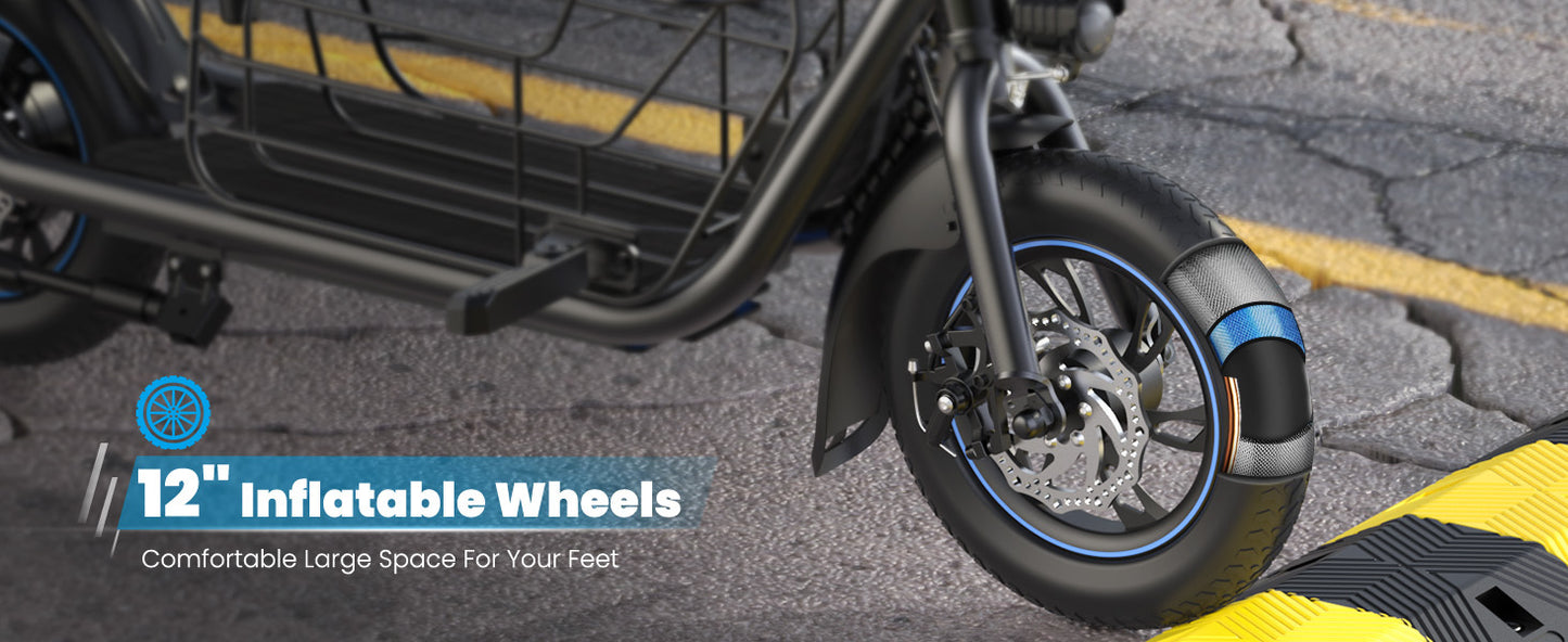 Electric Scooter with Seat for Adults, 550W Powerful Motor, 20-Mile Range, Speed up to 18.6MPH, Ample Storage for Pets & Cargo
