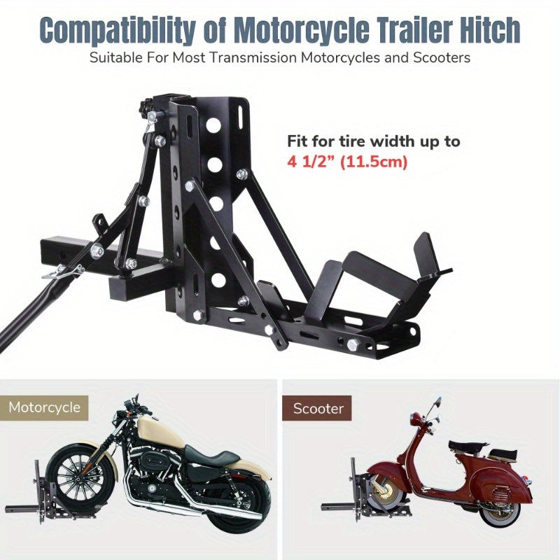 Motorcycle Trailer Hitch Scooter Dirt Bike Carrier Hauler Hitch Mount Rack With Straps Adjustable Height Strong Metal, Automotive Automatic Transmission Parts
