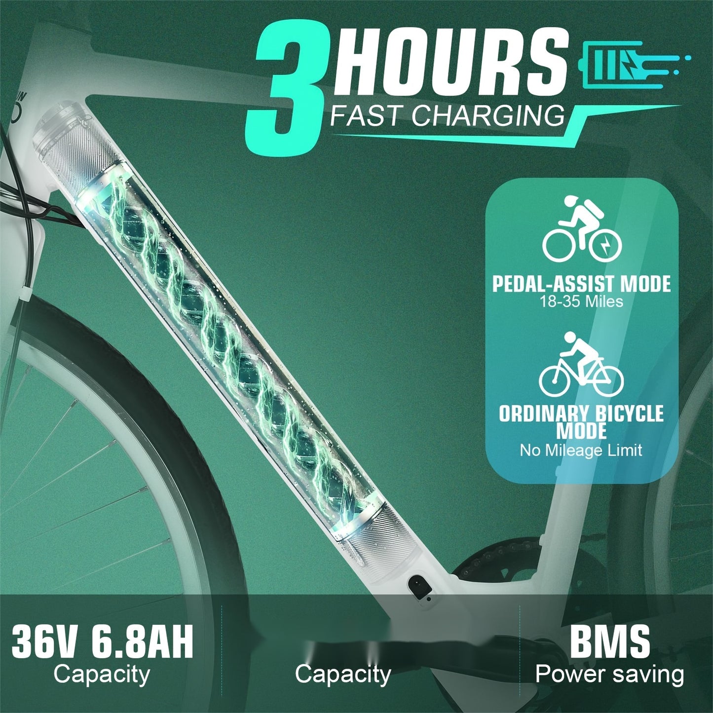 700C Tire Electric Road EBike 350W Motor Men Electric Bike With 36V 6.8Ah Battery, Electric Scooter With Front Rear Brakes, Electric Motorcycle 3 Hours Fast Charging, Lightweight Frame Dirt Bike For Adults, Bullhorn Handlebar