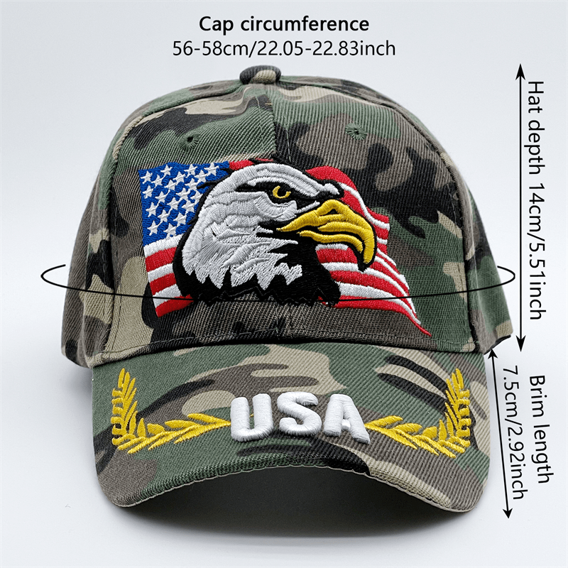Unisex Eagle Embroidered Baseball Cap - Tactical Camouflage Sunshade Dad Hat with Adjustable Strap - Perfect for Outdoor Enthusiasts and Patriotic Fans
