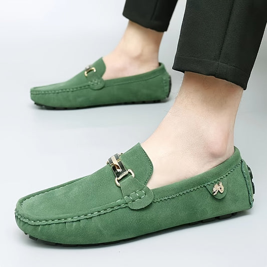 [Metallic Moccasin Loafer Shoes] Men's Moccasin Loafer Shoes With Metallic Decor, Comfy Non-slip Slip On Shoes, Men's Shoes, Spring And Summer
