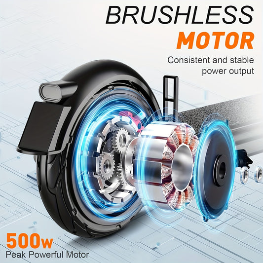 Electric Scooter For Young Adults, 21 Miles Range & 19 MPH, 500W Motor, 10" Inner-Support Tires, Dual Braking System And Cruise Control, With Turn Signals, Foldable Electric Scooter For Teens