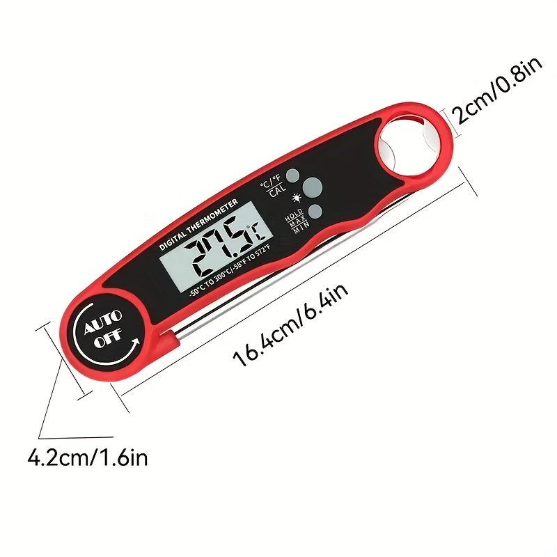 1pc Digital Instant Read Meat Thermometer With 4.6-Inch Folding Probe Backlight & Calibration Function For Cooking, Thermometer Digital Thermometer Meat Kitchen Cooking Tools
