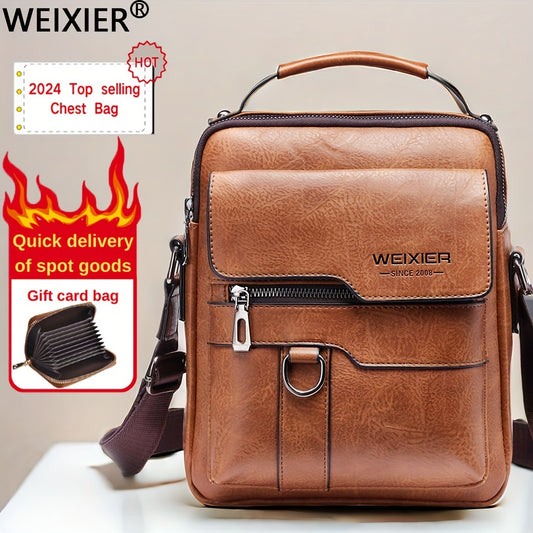 WEIXIER Crossbody Bag, Men's Shoulder Bag Vintage Hand Business Men's Casual Bag Satchel Bag For Men Gift For Father/Anniversary