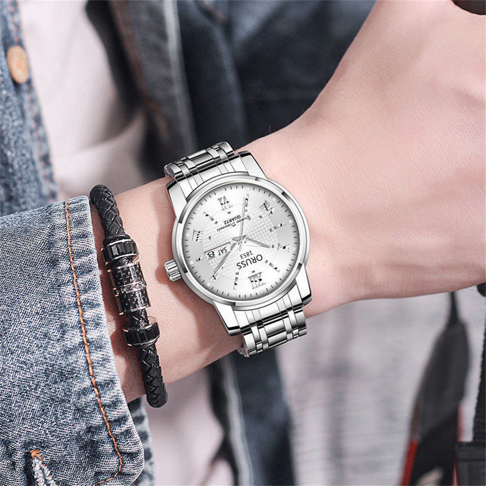 [Double Calendar Men's Watch] High-Grade Double Calendar Men's Watch - Business Sports Leisure Fashion Trend Durable