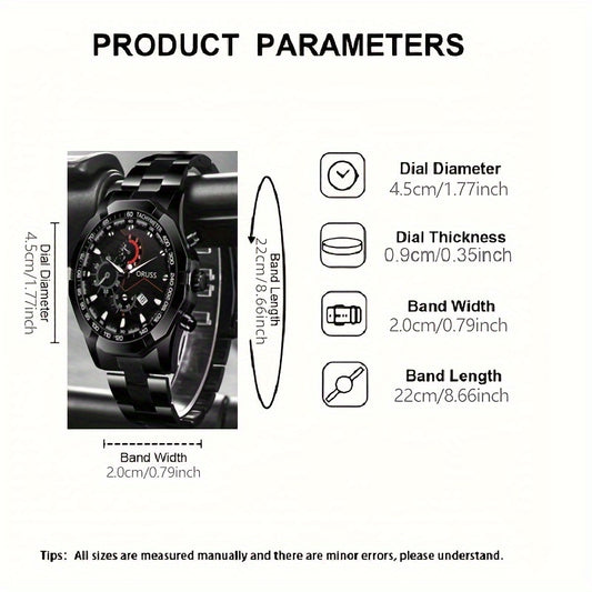 Elegant Business Quartz Men’s Watch - Waterproof, Luminous Dial with Date, Perfect Gift for Every Occasion