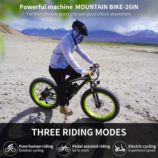 Electric Bike, 720W 26 Inch Fat Tire Mountain Ebike, 19 MPH 12.5AH 48V Battery Bicycle 7Speed Electric Dirt E Bikes, Mountain Bike, Halloween Gift
