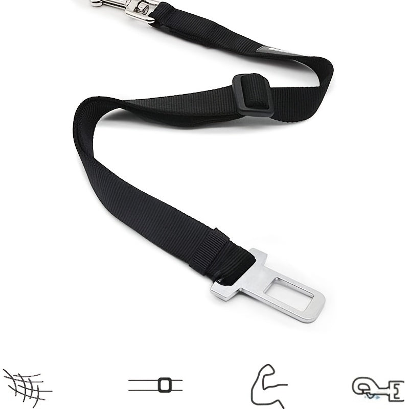 Retractable Pet Car Leash with Safety Buckle - Securely Restrain Dogs and Cats During Car Rides