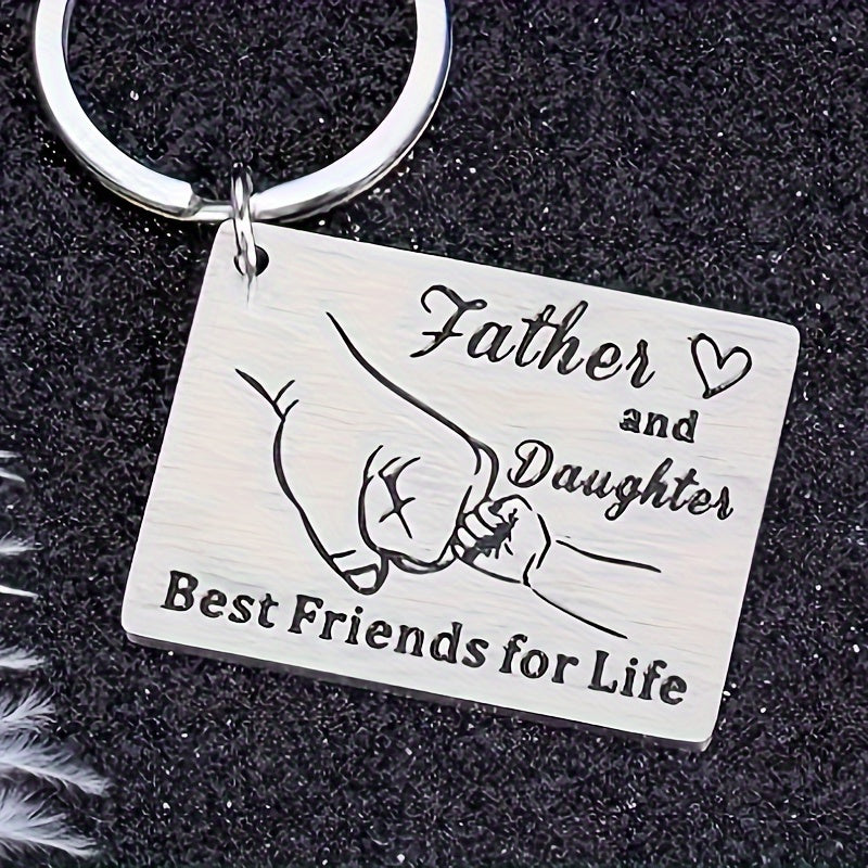 Stainless Steel Keychain for Dad from Daughter, Father Daughter Bonding Themed Keyring, Novelty Women's Key Chain with Ring Buckle, Single Piece, Ideal Gift for Father's Day, Grandparent's Day, Birthdays, Christmas, Valentine