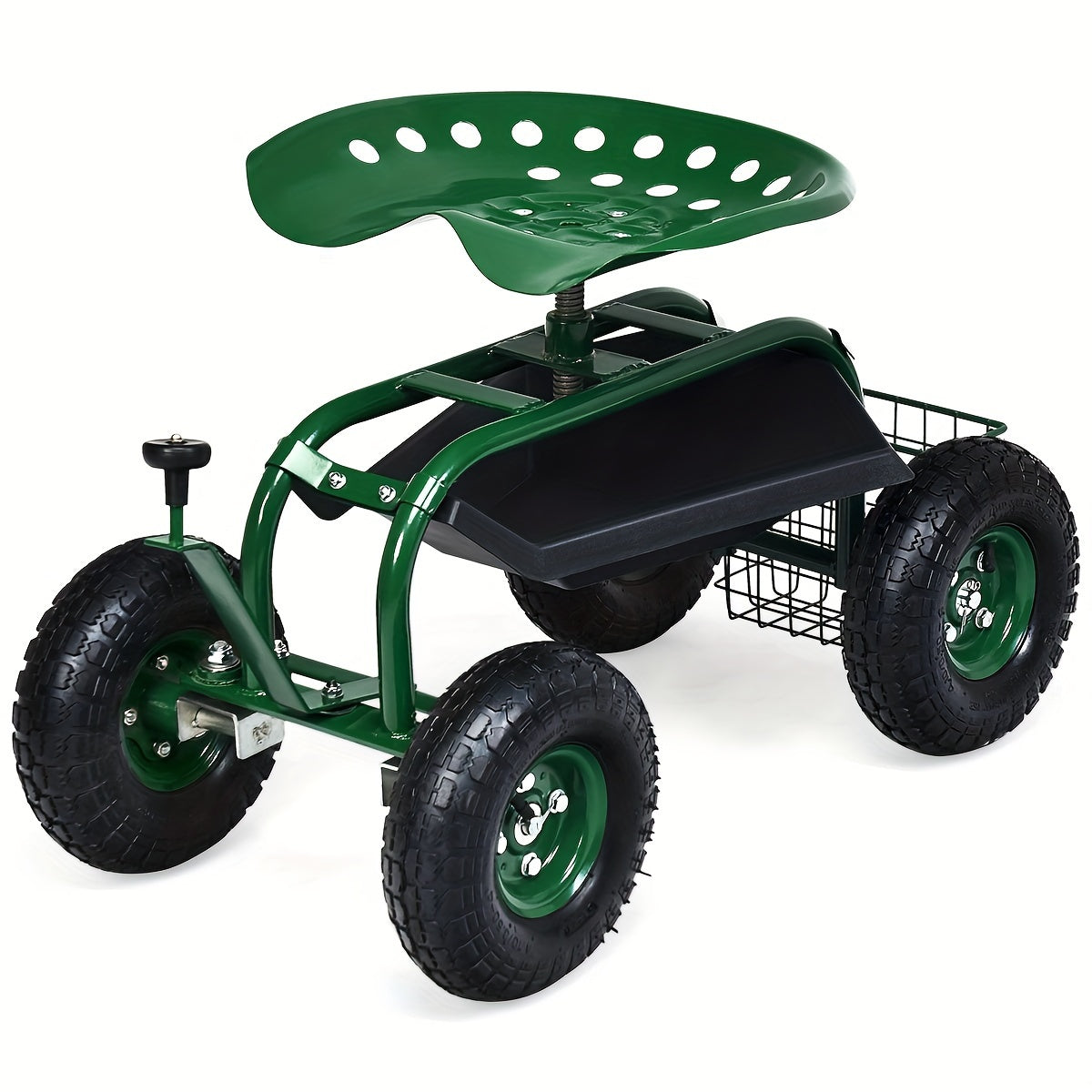 1pc Goplus Garden Cart Gardening Workseat W/Wheels, Patio Wagon Scooter For Planting, Work Seat With Tool Tray And Basket