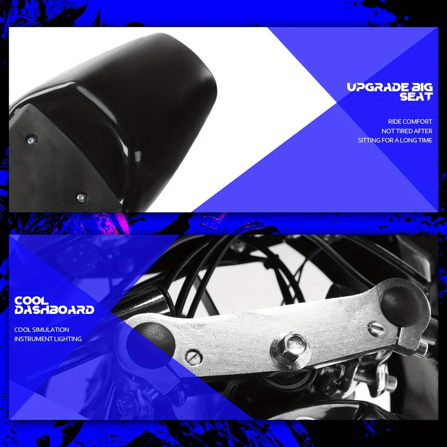 A 41.33* 23.62-inch 49cc mini two-stroke black scooter Mini Scooter, Mini Scooter, high brightness double headlights rubber handlebars black mini scooter powerful power 2 strokes