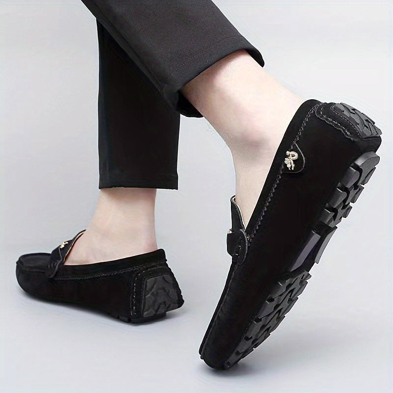 [Metallic Moccasin Loafer Shoes] Men's Moccasin Loafer Shoes With Metallic Decor, Comfy Non-slip Slip On Shoes, Men's Shoes, Spring And Summer