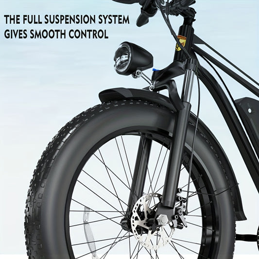 F26 Electric Bike for Adults 740W Electric Bicycle 48V 18AH (864WH) Removable Battery Electric Bike 26" Fat Tire Mountain 19mph 7 Speed Gears Dual Shock Absorber Electric Bike