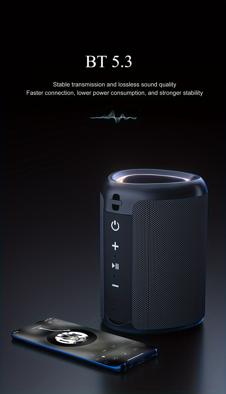 Portable Wireless Speaker Outdoor Speakers with Lights, Powerful Crystal Clear Sound, All Day Playtime, AUX&TF-Card Input, BT 5.3, TWS Paring Speaker, Small Wireless Speaker for Outdoor, Gift Ideas